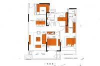 建业橙园3室2厅2卫120㎡户型图
