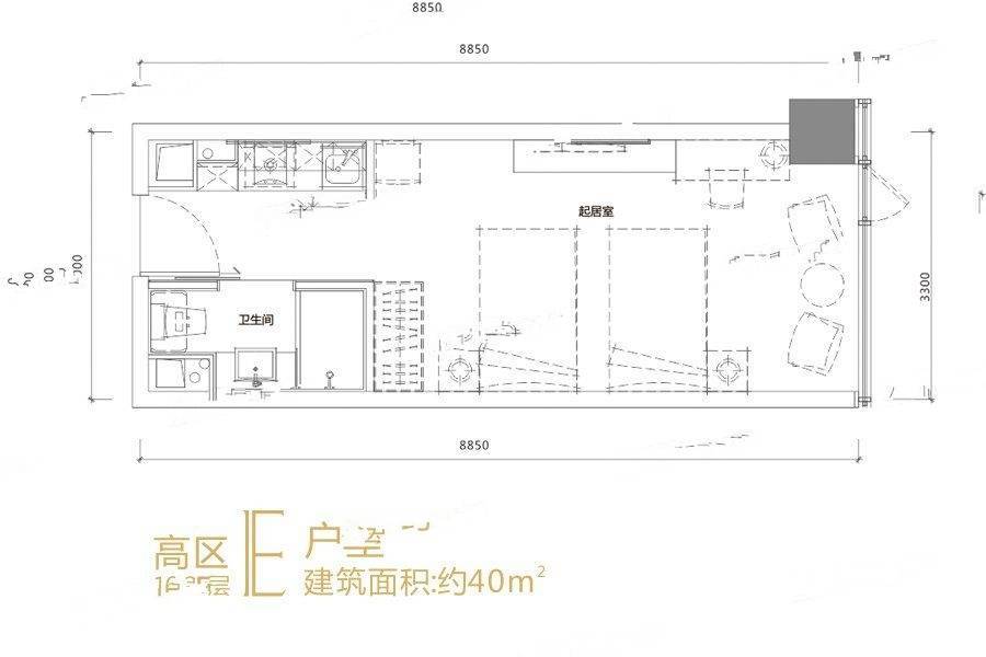 华远华时代1室1厅1卫40㎡户型图