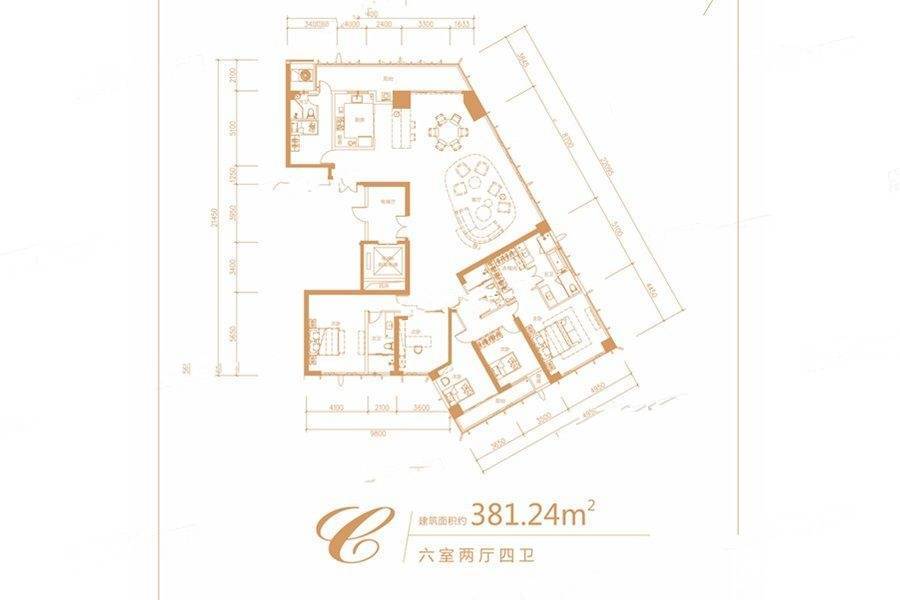 福晟翡翠湾6室2厅4卫381.2㎡户型图