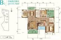 帝辰金缇水郡4室2厅2卫127.8㎡户型图