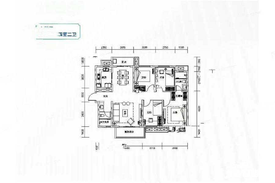 万科金色梦想4室2厅2卫137㎡户型图