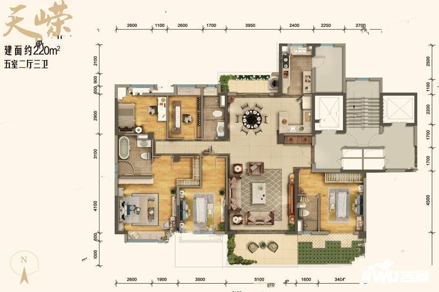 碧桂园御园5室2厅3卫220㎡户型图