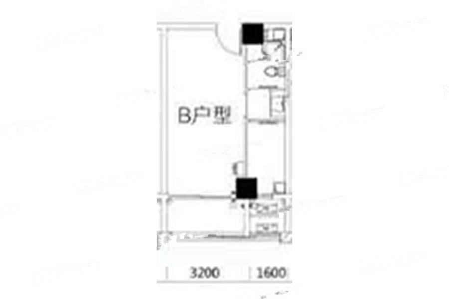 牛津欢乐广场1室1厅1卫44.6㎡户型图