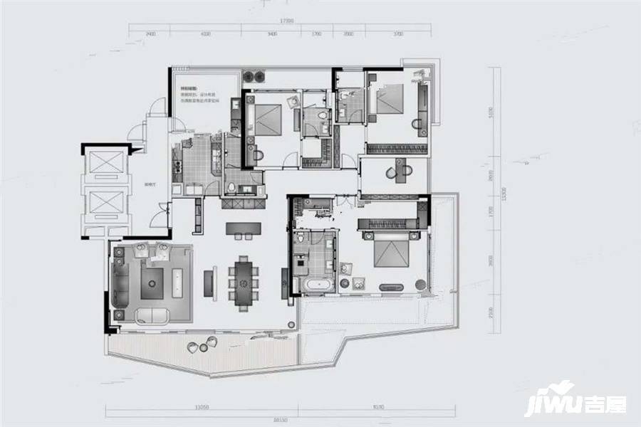 珠江颐德公馆4室2厅4卫277㎡户型图