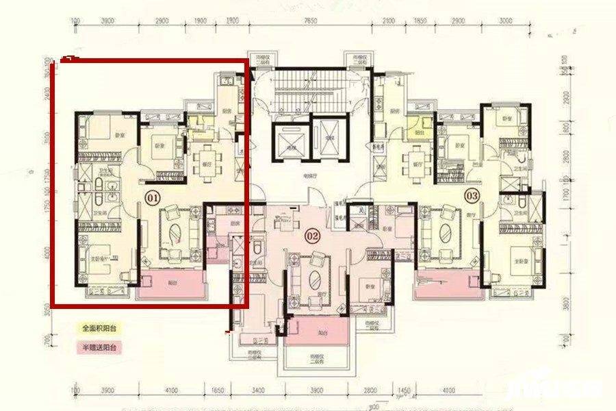 恒大御景天下3室2厅2卫132.1㎡户型图