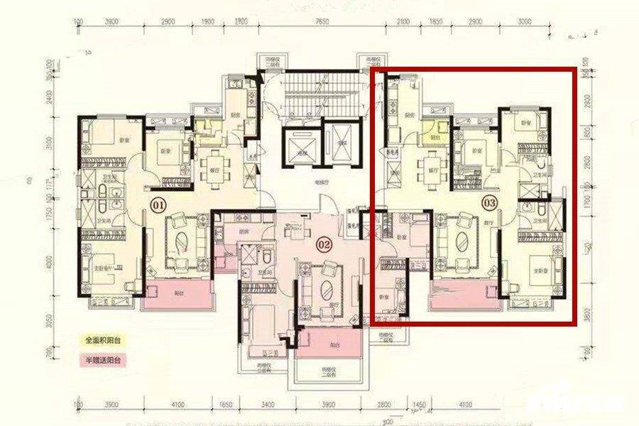 恒大御景天下3室2厅2卫129.1㎡户型图