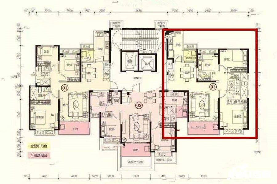 恒大御景天下3室2厅2卫132.3㎡户型图