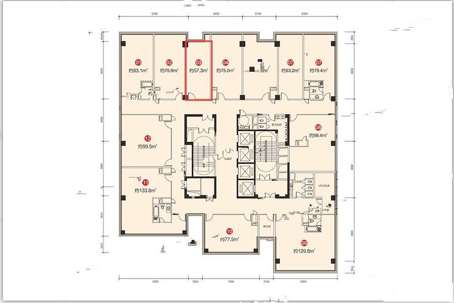 长房东云台普通住宅57.3㎡户型图