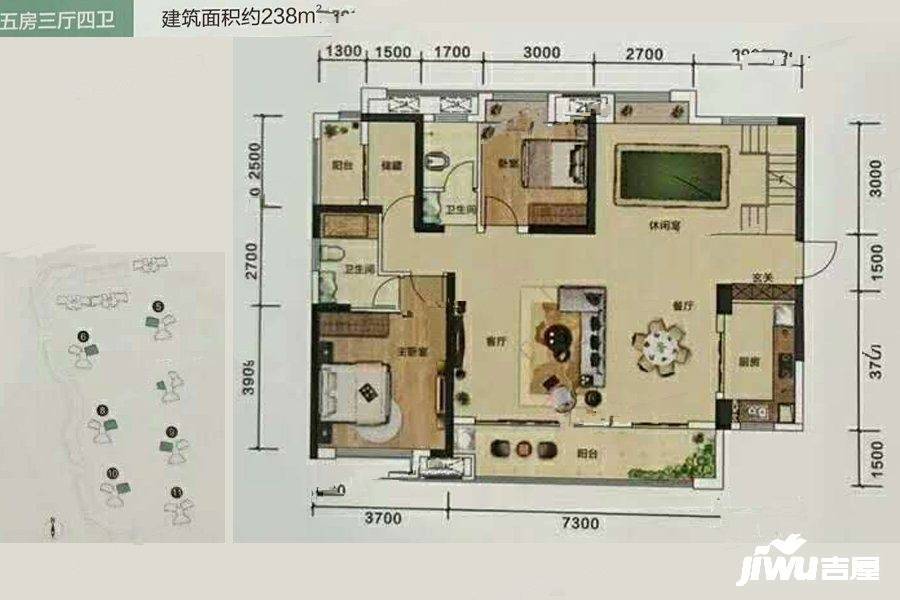 山水英伦庄园5室3厅4卫238㎡户型图