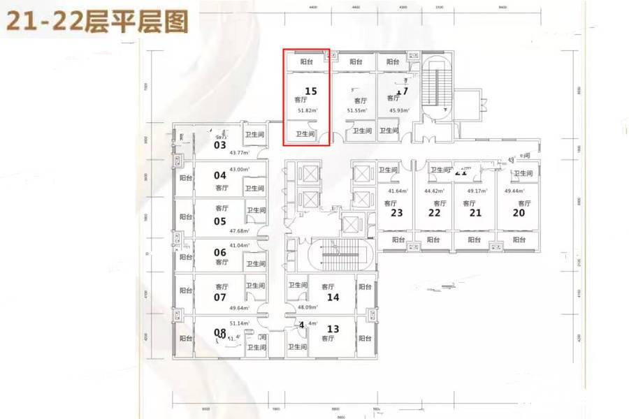 富兴悦府1室1厅1卫51.8㎡户型图