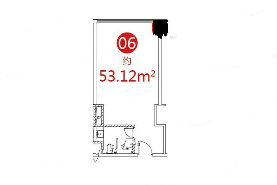 港湘铂玥1室1厅1卫53.1㎡户型图