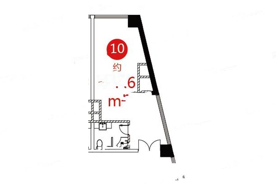 港湘铂玥1室1厅1卫58.2㎡户型图