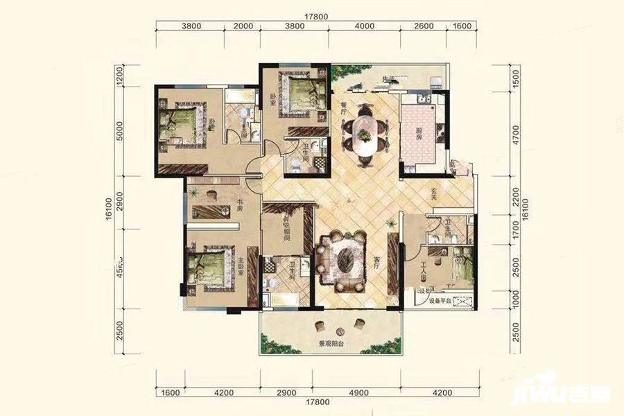 湘江壹号4室2厅2卫245㎡户型图