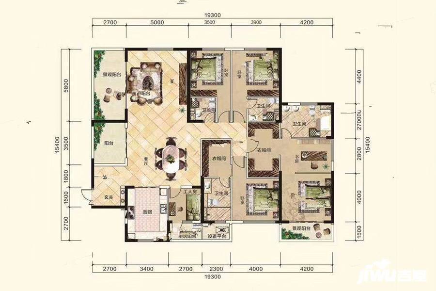 湘江壹号5室2厅4卫280㎡户型图