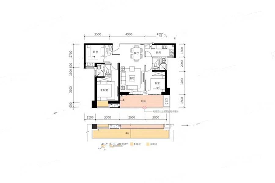 明昇壹城3室2厅2卫113㎡户型图