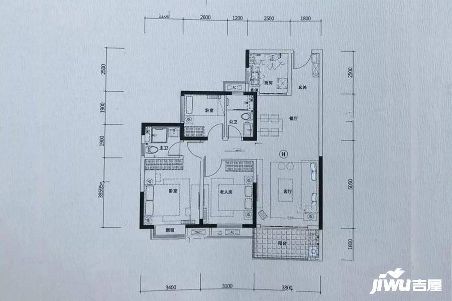 保利茉莉公馆3室2厅2卫116㎡户型图