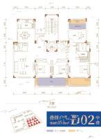 湾田望江府4室2厅3卫178㎡户型图