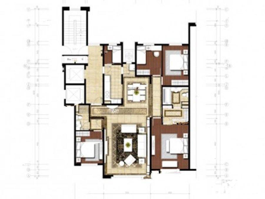 西山华府3室2厅3卫155㎡户型图