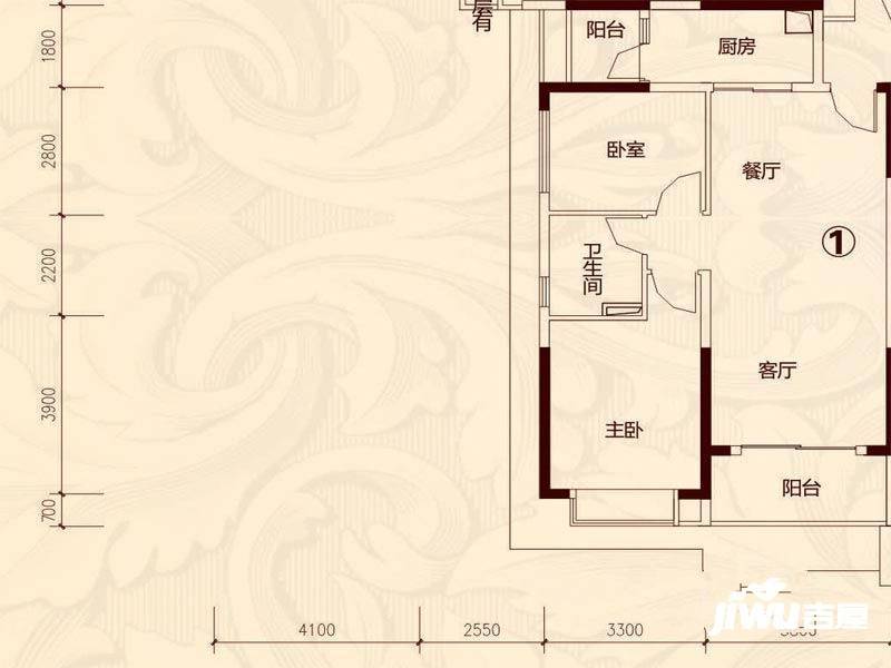 襄阳恒大名都2室2厅1卫89.3㎡户型图