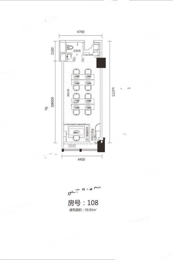 栢麗大厦1室1厅1卫59.9㎡户型图