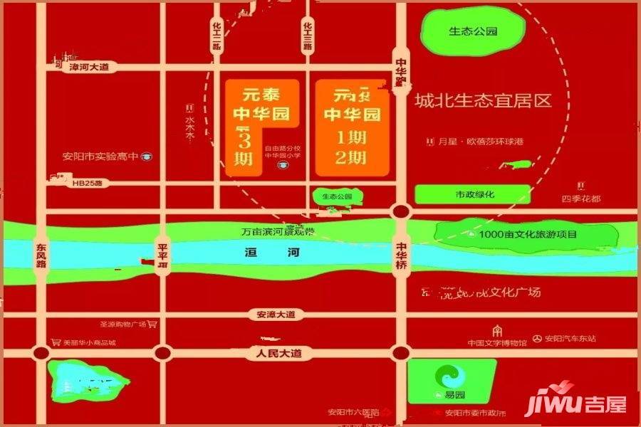 元泰中华园三期位置交通图