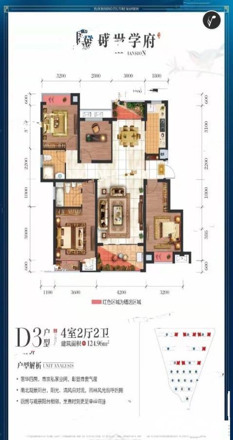 盛世学府4室2厅2卫125㎡户型图