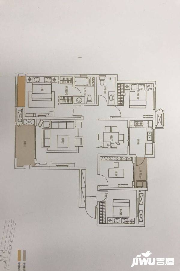 三迪金域中央3期4室2厅2卫142㎡户型图