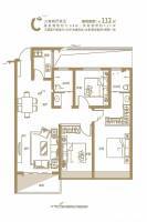 泰森万瑞园3室2厅2卫112㎡户型图