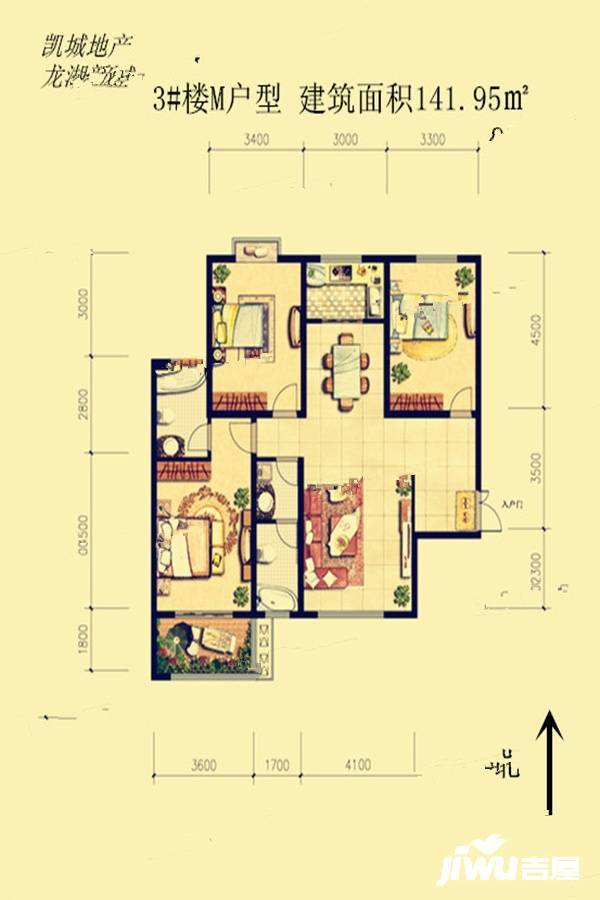 龙湖新区3室2厅2卫141.9㎡户型图