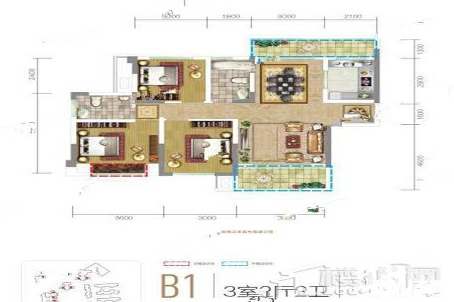 北宸雅郡3室2厅2卫110㎡户型图