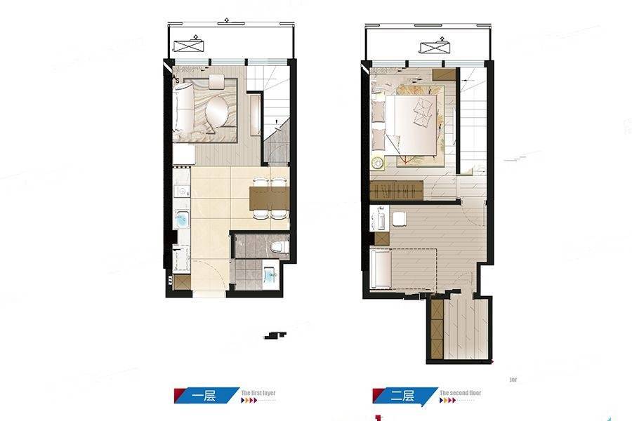 运河领寓loft1室2厅1卫35.4㎡户型图