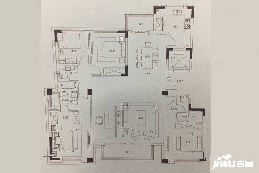 瘦西湖院子4室2厅3卫180㎡户型图