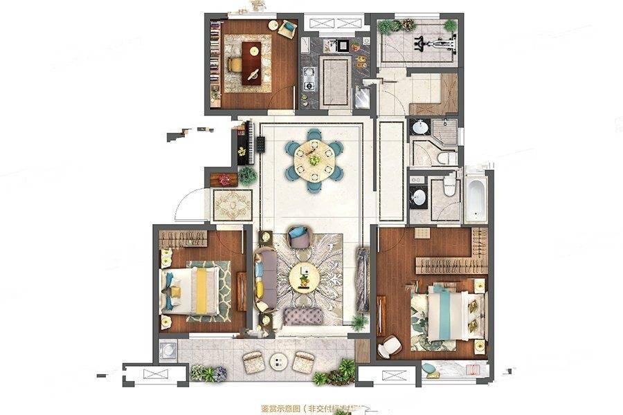 中海十里丹堤4室2厅2卫122㎡户型图