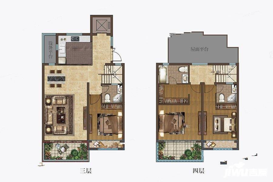 华建乾院3室2厅3卫151㎡户型图