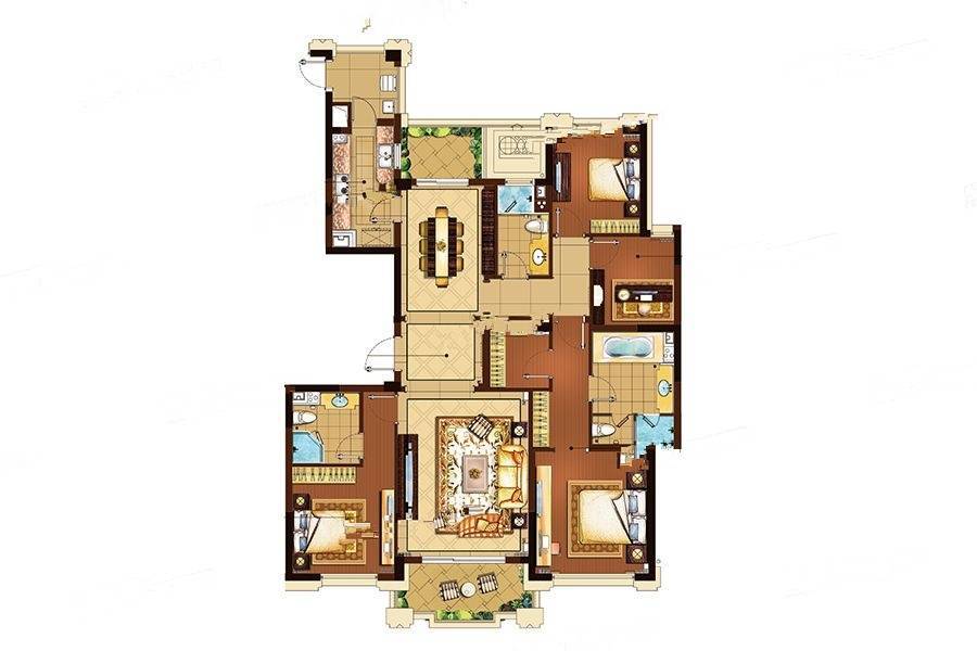 理想康城一品4室2厅3卫216㎡户型图