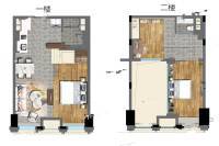 華家池印公館2室2廳2衛60㎡戶型圖