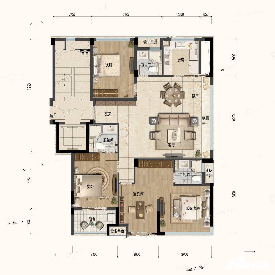 君望观澜Ⅱ期3室2厅3卫139㎡户型图