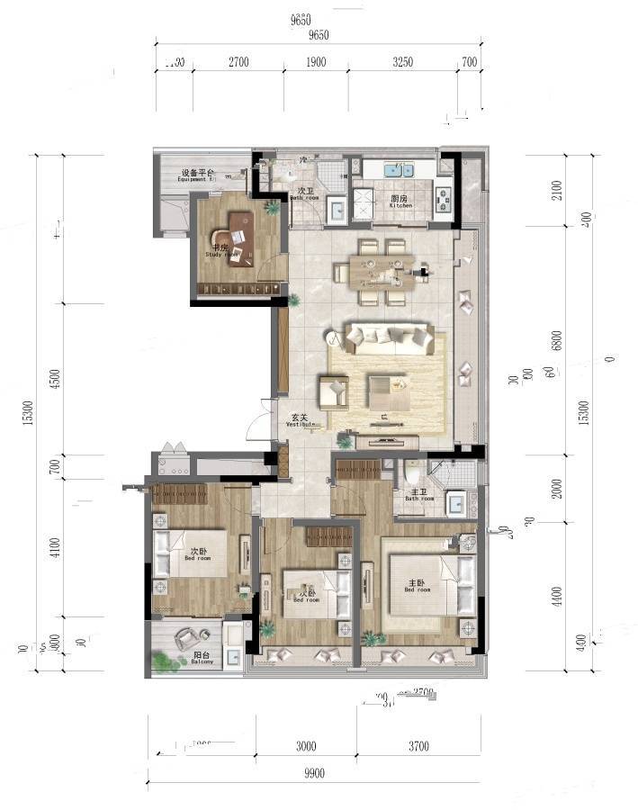 绿城和庐4室2厅2卫140㎡户型图