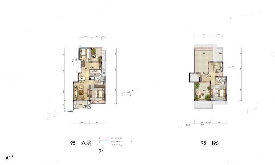 杭州江山风华(北区)3室2厅2卫95㎡户型图