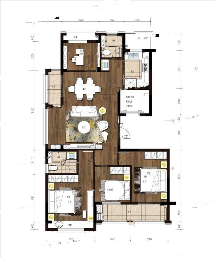 信达东莱府4室2厅2卫132㎡户型图