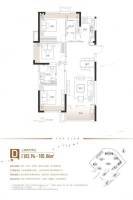 华发中城峰景湾3室2厅2卫103.9㎡户型图
