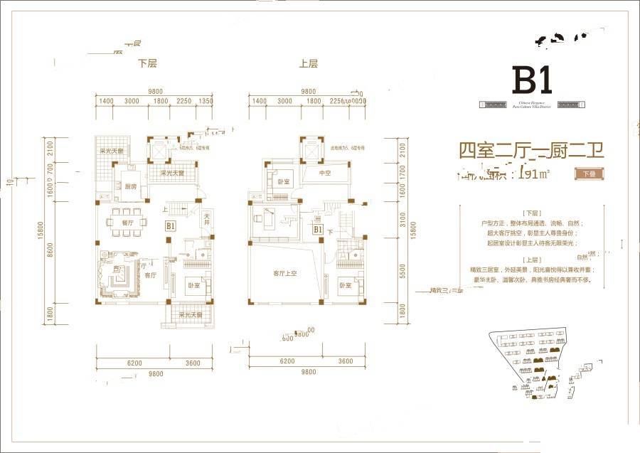 湾郡北岸公馆4室2厅2卫191㎡户型图