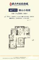 武汉恒大科技旅游城3室2厅1卫98㎡户型图