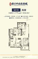 武汉恒大科技旅游城3室2厅2卫102.6㎡户型图