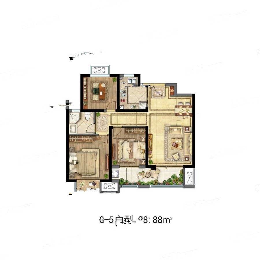 弘阳昕悦府3室2厅0卫94㎡户型图