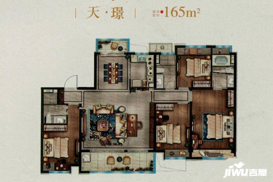 铂悦天境4室2厅2卫165㎡户型图