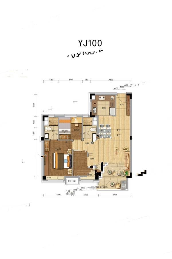 碧桂园江山印3室2厅2卫110㎡户型图