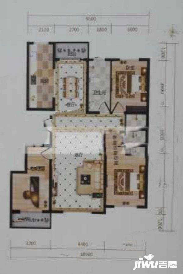 幸福家园局机关小区3室2厅2卫142.4㎡户型图