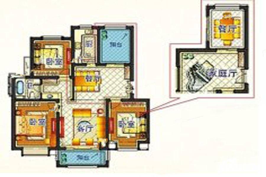 姜堰嘉和丽苑3室2厅1卫110㎡户型图