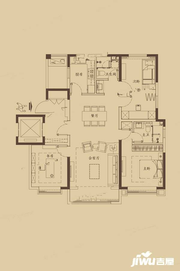 中国铁建花语津郡4室2厅2卫125㎡户型图